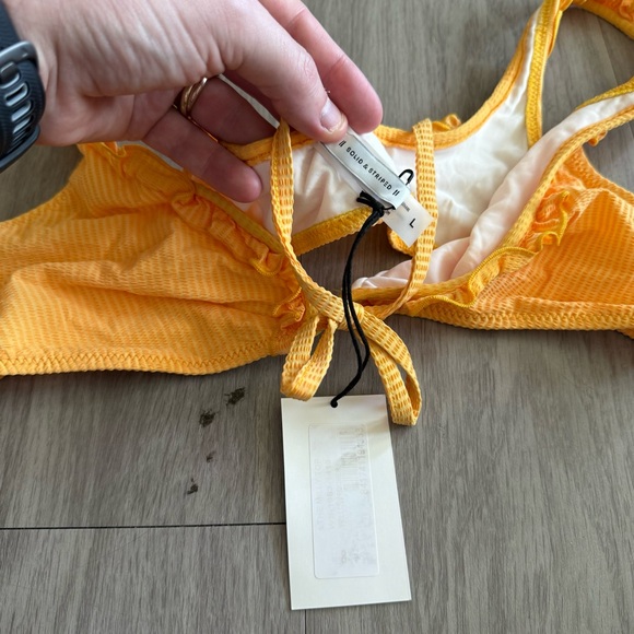 Solid & Striped Yellow Textured Ruffle Bikini Top Size Large - Picture 4 of 4